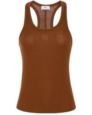 Elisabetta Franchi Logo Racerback Tank Top - Brown