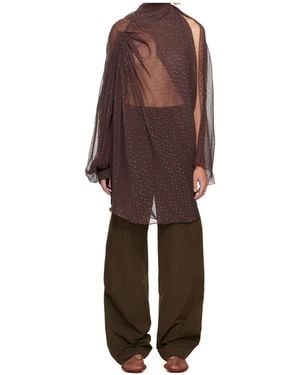 Kiko Kostadinov Embroidered Polka-Dot Dress - Brown