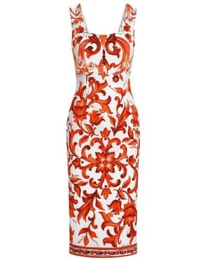Dolce & Gabbana Majolica-Print Charmeuse Dress - Red