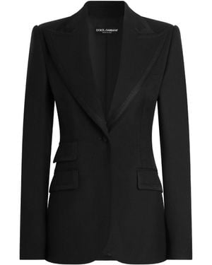 Dolce & Gabbana Contrast-Trim Single-Breasted Blazer - Black