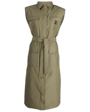 Brunello Cucinelli Belted-Waist Sleeveless Coat - Green
