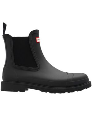 HUNTER Commando Chelsea Ankle Boots - Black