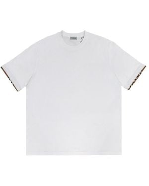 Burberry Check Trim Cotton T-Shirt - White