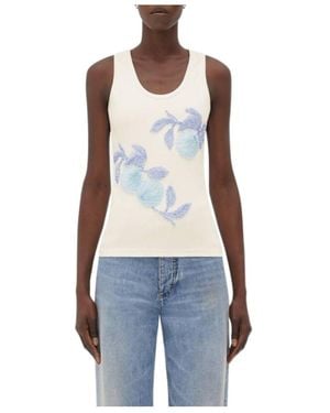 Bottega Veneta Embroidered Tank Top - Blue