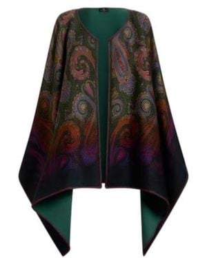Etro Paisley Knit Poncho - Black