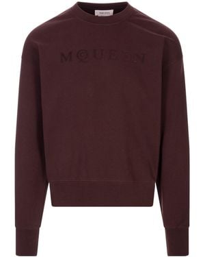 McQueen Logo Printed Crewneck Sweatshirt - Purple