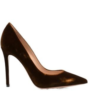Gianvito Rossi Pointed-Toe Velvet Pumps - Brown