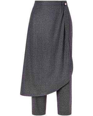 Maria McManus Wrap-Effect Lannel Straight-Leg Pants - Gray