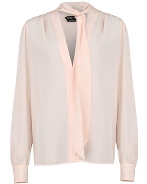 Tom Ford Scarf Detailed Long-Sleeved Top - Pink