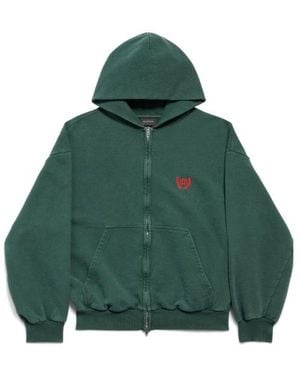 Balenciaga Laurel Classic Zip-Up Hoodie Regular Fit - Green
