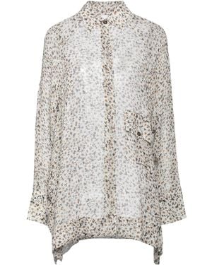 Ganni Floral Long-Sleeved Chiffon Shirt - Grey