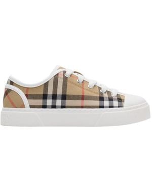 Burberry バーバリー キッズ チェック レースアップ スニーカー - White