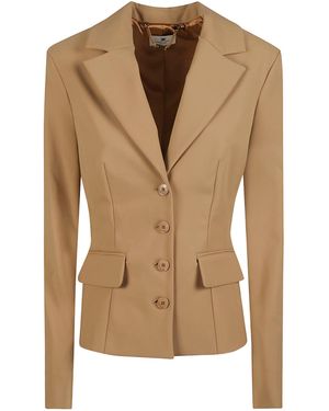 Elisabetta Franchi Fitted Single-Breasted Blazer - Brown