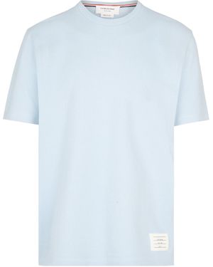 Thom Browne Bar Pique Crewneck T-Shirt - Blue