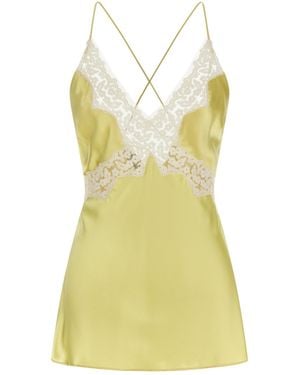 Alberta Ferretti Lace-Trim Top - Yellow