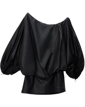 Alexander Wang Gathered Off Shoulder Mini Dress - Black