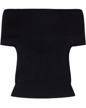 Magda Butrym Off-Shoulder Buttoned Knitted Top - Black