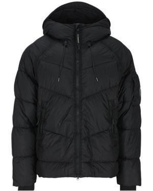 C.P. Company Quilted Hooded Padded Jacket - Black