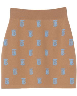 Burberry Monogram-Print Jacquard Miniskirt - Brown
