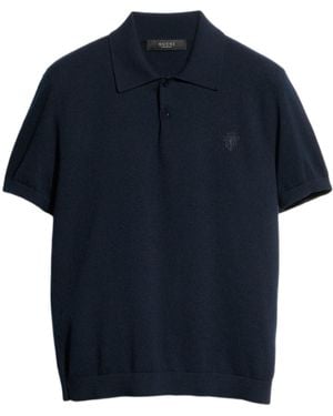Gucci Knit Cashmere Polo Shirt With Embroidery - Blue