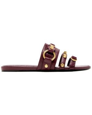 Balenciaga Stud Detailed Slip-On Sandals - Brown