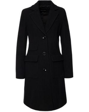 Emporio Armani Wool Lapel Coat - Black