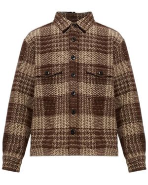 AllSaints Textured Plaid Shirt Jacket - Brown