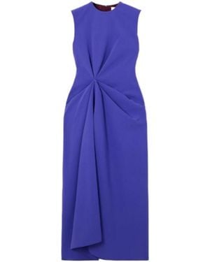 ROKSANDA Almas Pleated Gathered Crepe Midi Dress - Purple