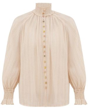 Zimmermann Aster Elasticated Cuff Blouse - Natural