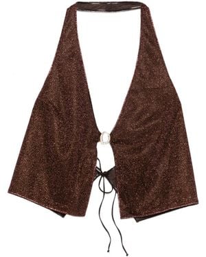 Oséree Oséree Lurex Thread Top - Brown