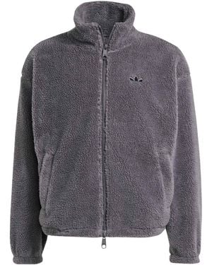 adidas Originals Sherpa Fleece Stand Collar Jacket - Grey