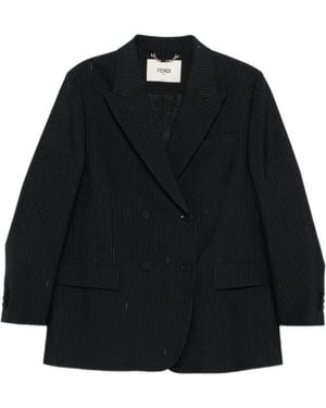 Fendi Pinstripe Double-Breasted Blazer - Black