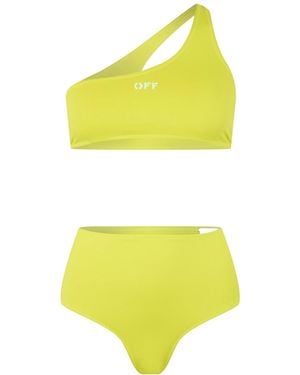 Off-White c/o Virgil Abloh One-Shoulder Split Swimsuit - Yellow