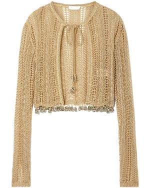 Rabanne Crochet-Knit Cardigan - Natural