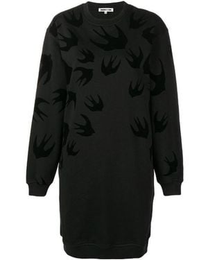 McQ Swallow Print Sweatshirt Dress - Black