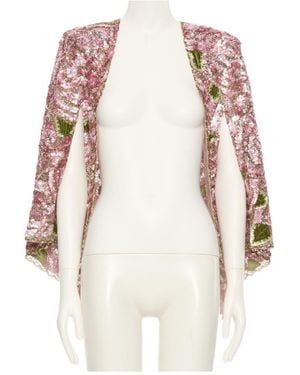 Valentino Sequined Embroidered Shawl Jacket - Pink