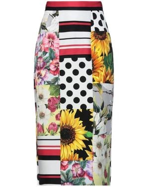 Dolce & Gabbana Floral Print Bodycon Skirt - White