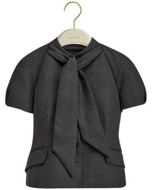 Dior Short-Sleeved Tie-Collar Jacket - Black