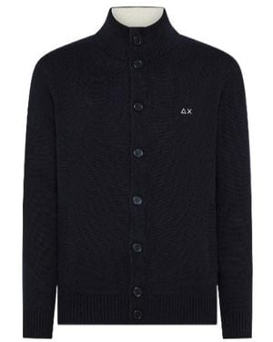 Sun 68 High-Neck Buttoned Cardigan - Blue