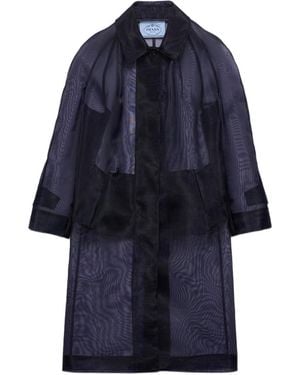 Prada Single-Breasted Crinoline Coat - Blue