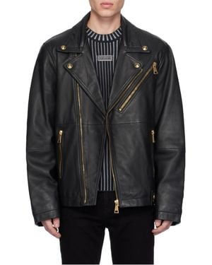 Versace Jeans Couture Long-Sleeved Leather Jacket - Black