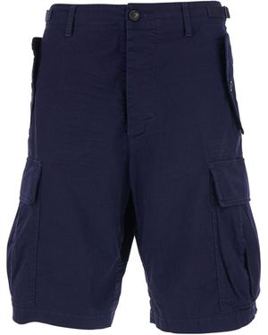 DSquared² Shorts With Wide Leg And Four Flap Pockets With Buttons - Blue