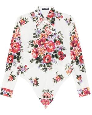 Dolce & Gabbana Floral Print Shirt - Red