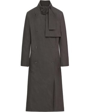 Courreges Buckle Cotton Trench Coat - Grey