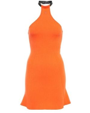 Courreges Ribbed-Knit Halterneck Minidress - Orange
