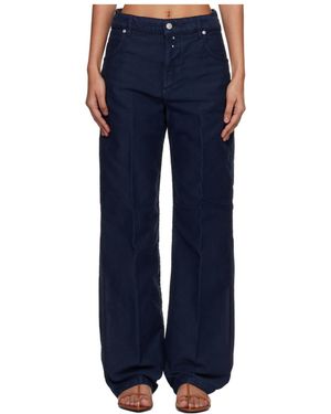 Victoria Beckham Split Utility Straight Leg Casual Trousers - Blue