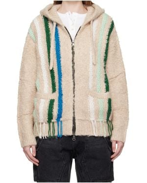 ANDERSSON BELL Reverse Stripe Knit Hoodie - Blue