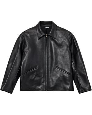 A.PRESSE Sports Leather Jacket - Black