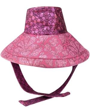 Gucci Floral-Patterned Hat - Pink