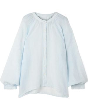 lemlem Cotton-Gauze Blouse - Blue
